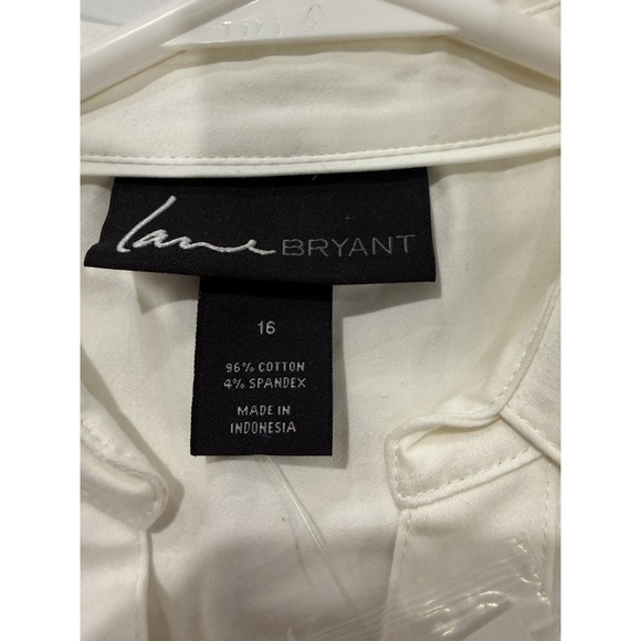 Lane Bryant Women's Button Down V-neck Dress Shirt Long Sleeves SZ 16 White NWT - Picture 6 of 8